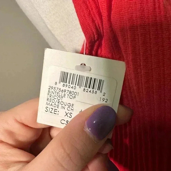 NWT Club Monaco Women's Red Bintelle Top Sleeveless Top XS Wrap Knit - Picture 7 of 8